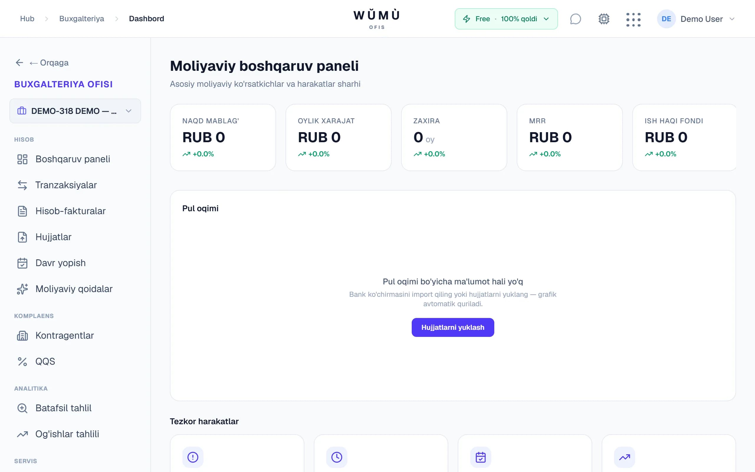 WŬMÙ accounting dashboard with multi-currency balances