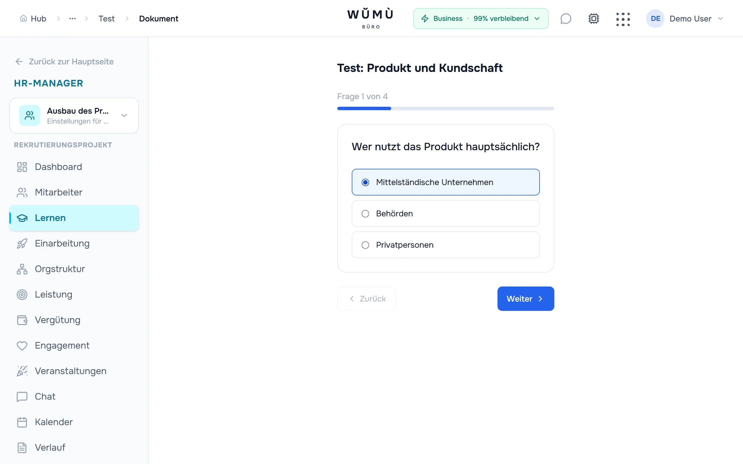 Ein Schulungskurs mit Test in WŬMÙ HR