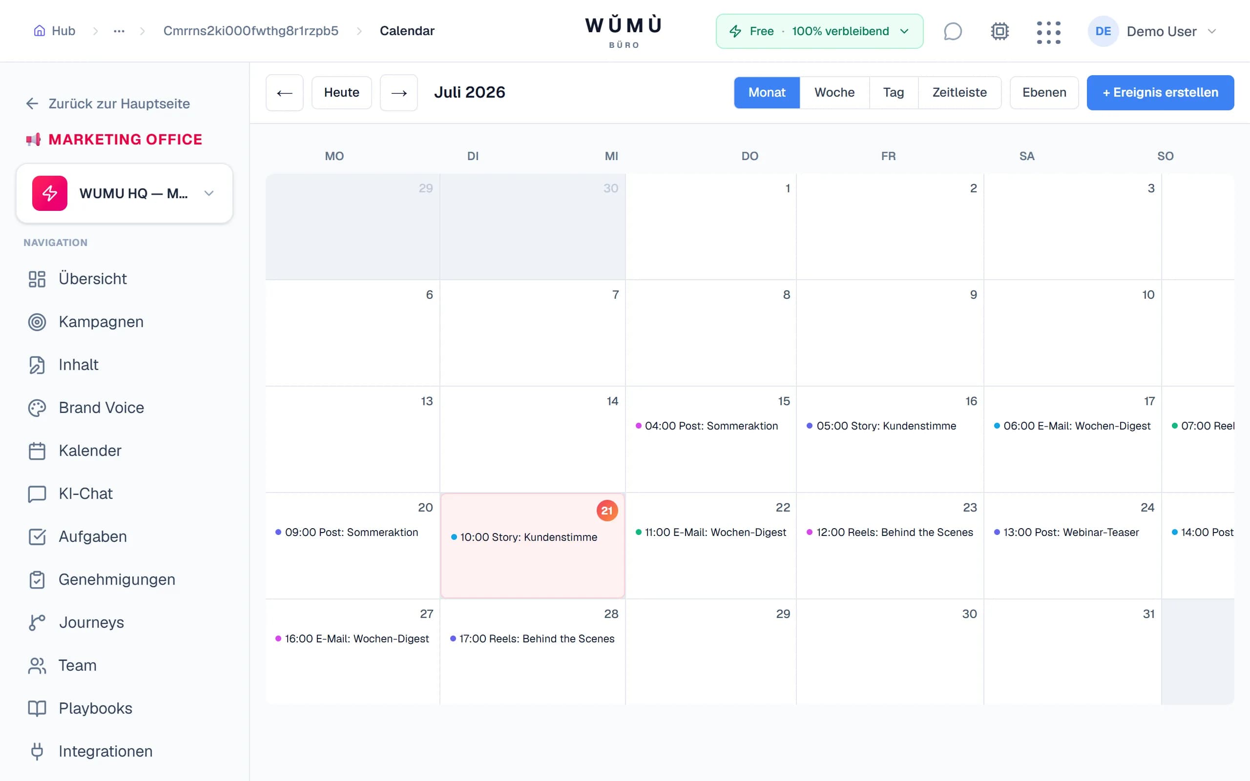 Content-Kalender — kanalübergreifend zur besten Zeit planen